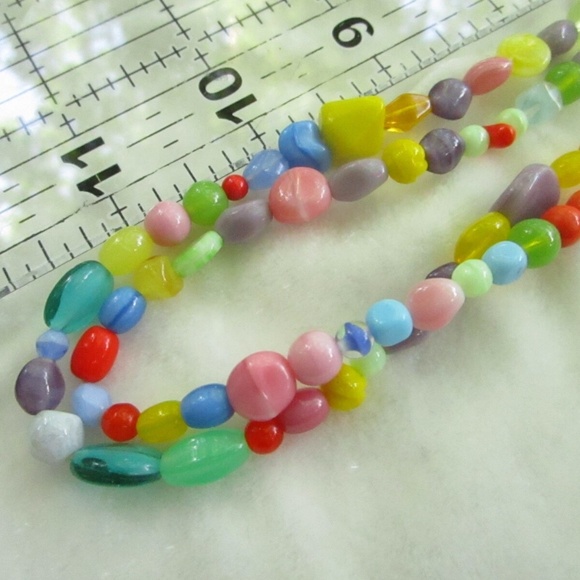 high-quality lot--3 long GLASS flapper bead necklaces, vintage 1960s+ - Picture 7 of 9